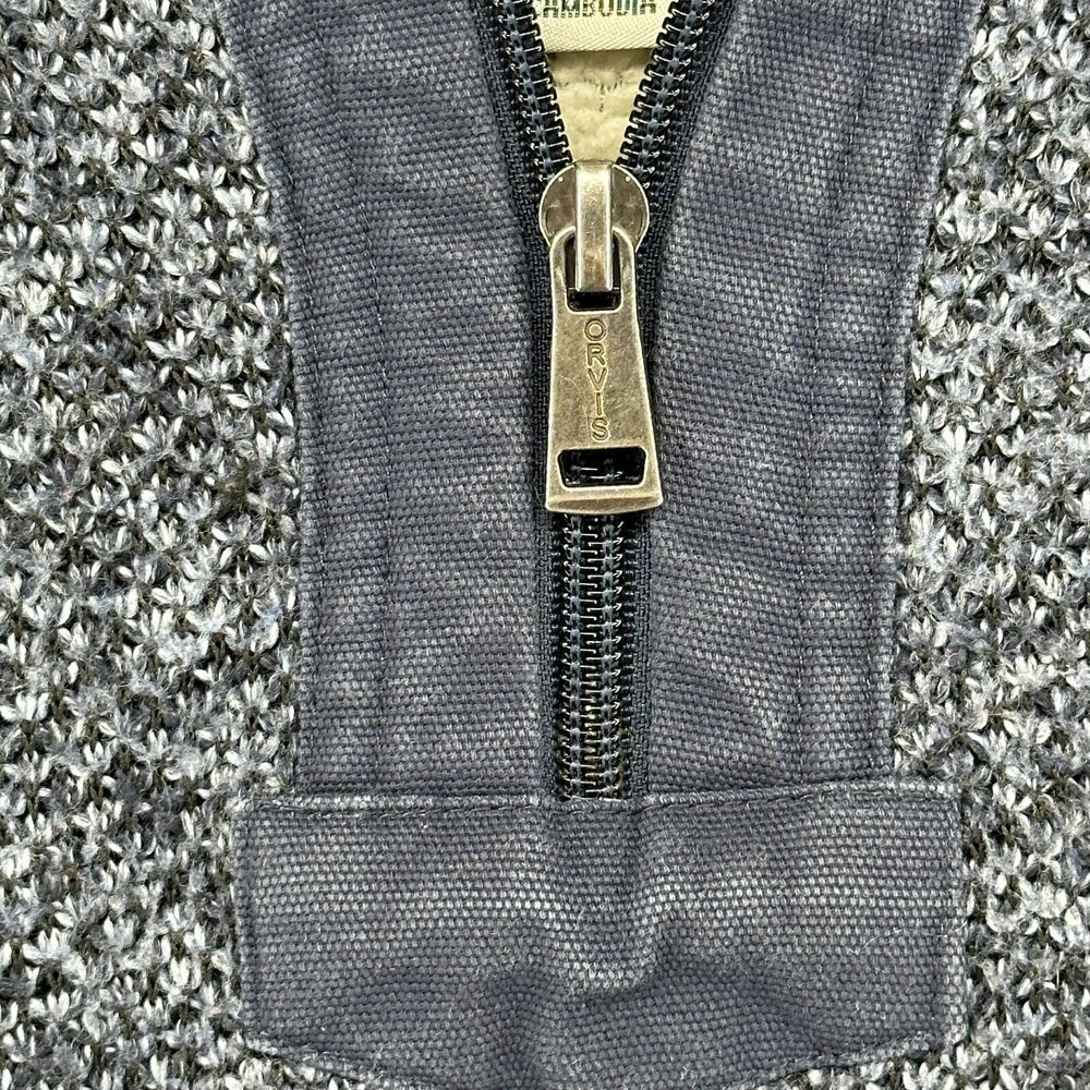 ORVIS Sweater Mens XL Brighton Sherpa Fleece Lined 1/4 Zip Marled Pullover Blue - Picture 8 of 16